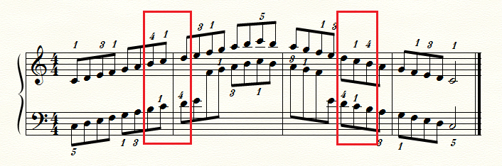 B-flat Major scale 2 octaves (right hand)
